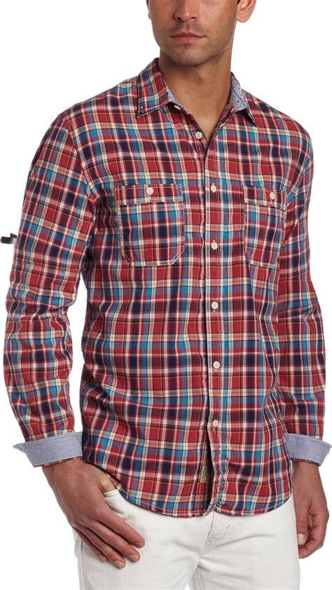 Just A Cheap Shirt Mens Woven Shirt Bluepink Medium At Amazon Mens