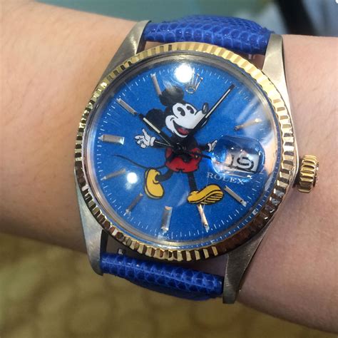 Rolex Datejust Mickey Mouse Dial Leather Strap Watch Raymond Lee Jewelers