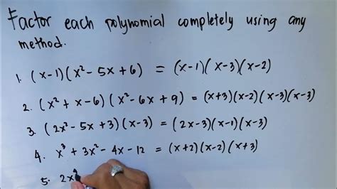 How To Factor Each Polynomial Completely Using Any Method Youtube