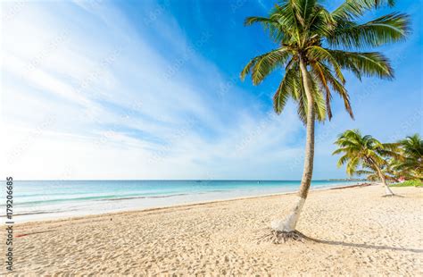 Paradise Beach Also Called Playa Paraiso At Tulum Sunrise At Beautiful And Tropical Caribbean