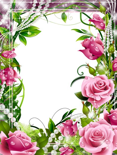 Transparent Png Photo Frame With Pink Roses Gallery Yopriceville