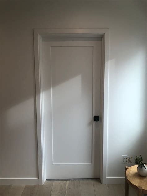 Interior 20 Min Fire Rated Shaker Flat 1 Panel Primed Door — Lux Doors