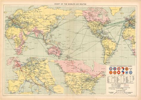 Chart Of The Worlds Air Routes Geographicus Rare Antique Maps