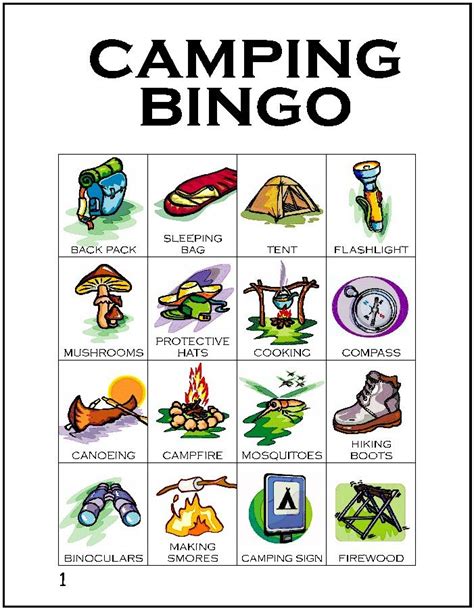 Pin By Lizzie Ovgard On Games Camping Bingo Girl Scout Camping