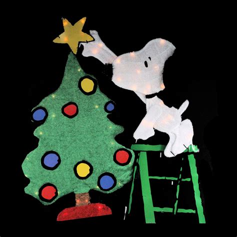 32 Green And White Pre Lit Peanuts Snoopy Decorating Christmas Tree