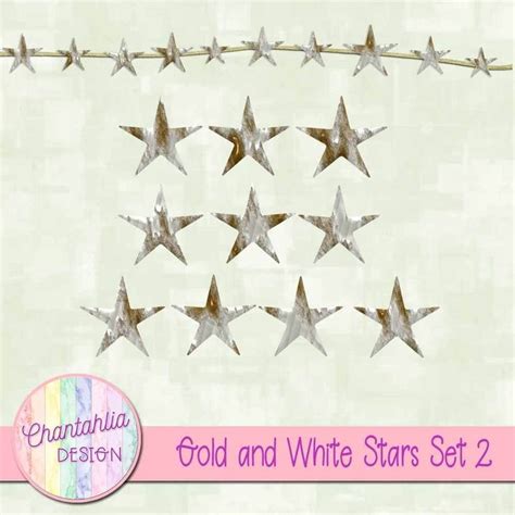 Gold And White Stars Set 2 Chantahlia Design Free Digital