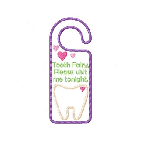 Tooth Fairy Door Hanger Ith Project Applique Machine Etsy