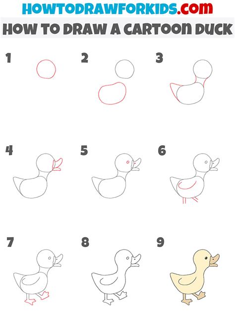 How To Draw A Cartoon Duck Easy Drawing Tutorial For Kids