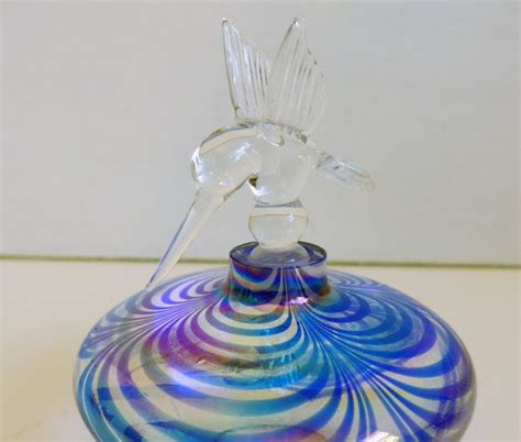 Vintage Art Glass Perfume Bottle Glass Hummingbird Stopper Etsy Glass Stopper Perfume
