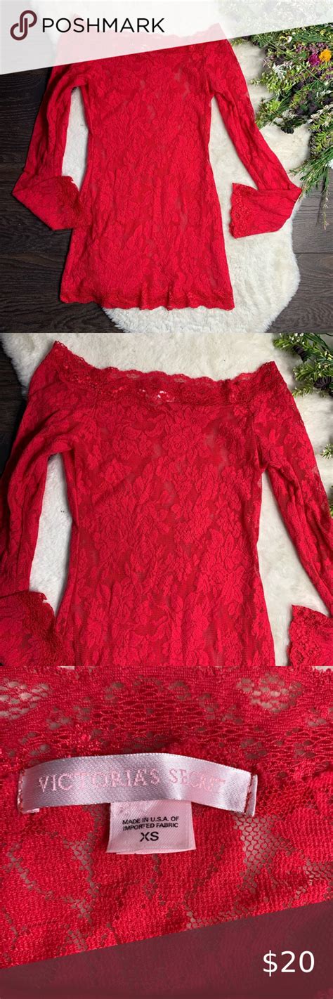 Victoria Secret Red Lace Long Sleeve Dress Red Lace Long Sleeve Dress