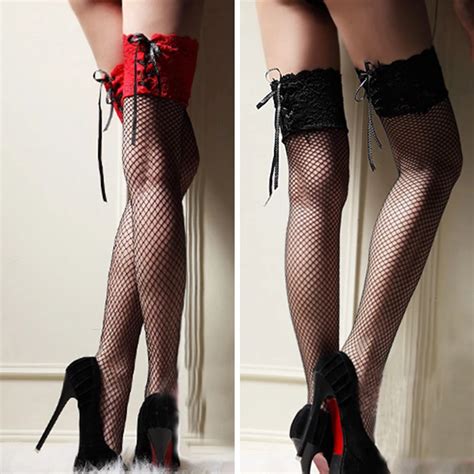 Sexy Stockings Women Thigh High Sheer Lace Fishnet Stockings Hosiery