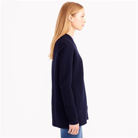 Jcrew Collection Ribbed Wool Sweater Jacket In Navy Grey Blue Lyst