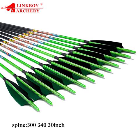 12pcs Linkboy Archery Carbon Arrows Spine 300 340 Arrow Vane Target