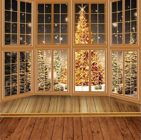 10x10ft Lattice Window Night Snowflakes Outdoor Gold Christmas Tree