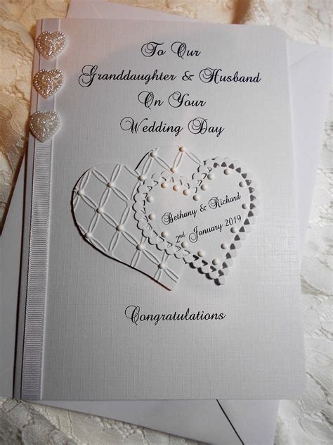 Luxury Personalised Handmade Wedding Day Card Granddaughter Etsy Uk