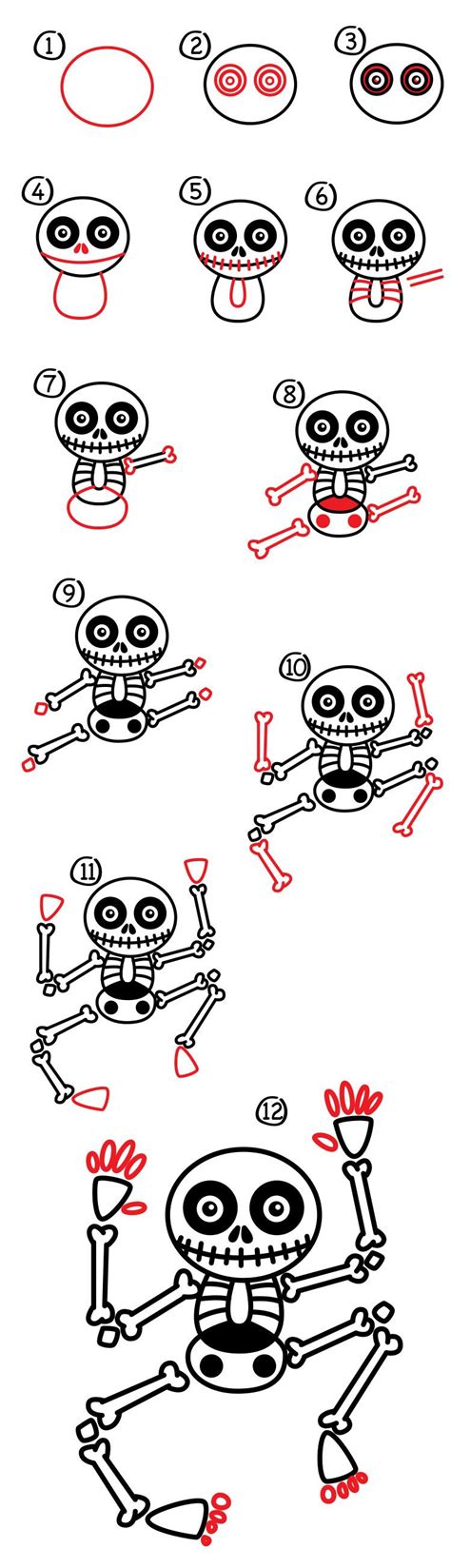 How To Draw A Skeleton Art For Kids Hub Easy Halloween Drawings
