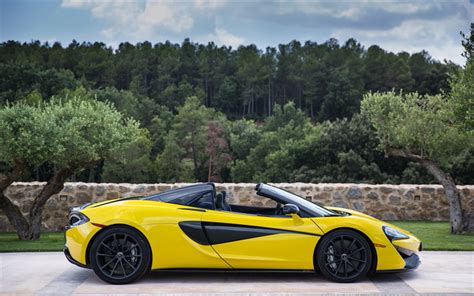 Download Wallpapers Mclaren 570s Spider 2018 Yellow Sports Car Side