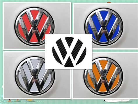 2 Set Vw Volkswagen Logo Carbon Fiberreflective Sheeting Badge Emblem