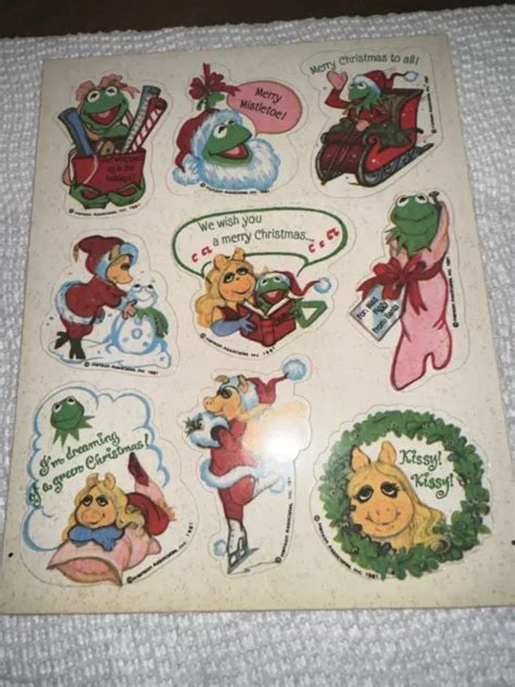Vintage 1981 Hallmark Muppets Christmas Stickers Kermit Miss Piggy 6x5
