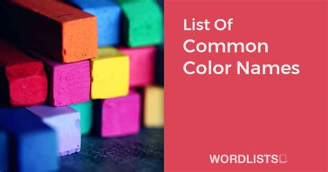 List Of Common Color Names