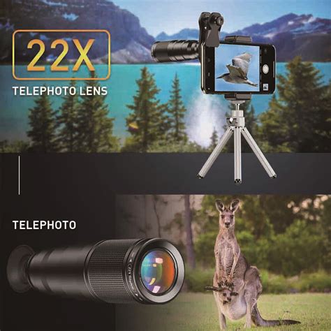 22x Optical Zoom Hd Telescope Camera Telephoto Lens Kit Clip On For