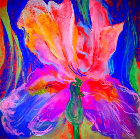 #illustration #drawing #gail miller #funky art #face. Funky Iris Flower Painting by Sue Jacobi