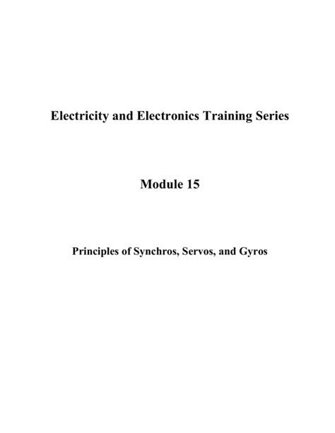Electricity And Electronics Training Series Module 15