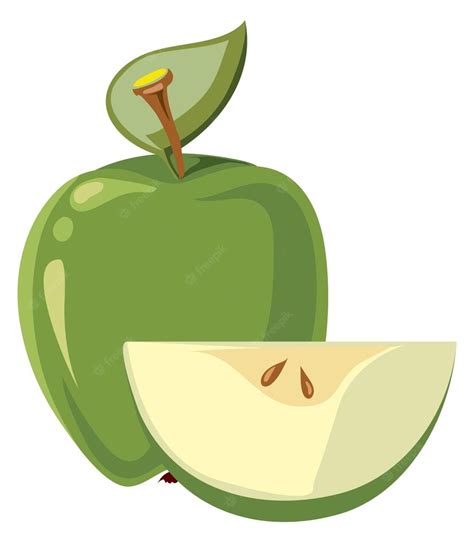 Premium Vector Green Apple Cartoon Icon Fruit Fresh Slice