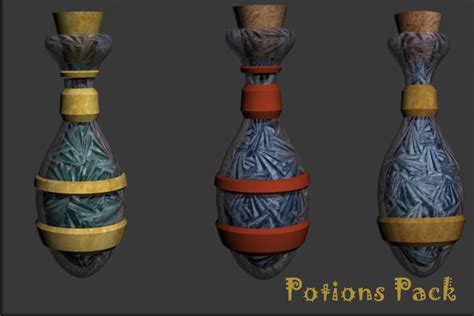 3d Asset Potions Pack Fantasy Game Ready Cgtrader