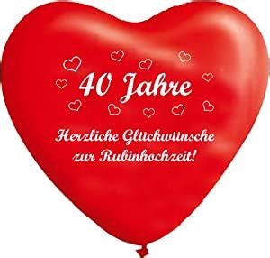 Hochzeitstag, an die sich das ehepaar noch lange erinnern wird. 10 rote Herzballons 40 Jahre - Rubinhochzeit, ca. 28 cm ...