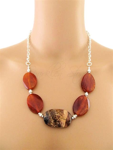 Agate Statement Necklace Red Agate Statement Necklace Chunky