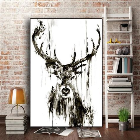 Abstract Deer Print Canvas Painting Wall Art Canvas Painting Deer