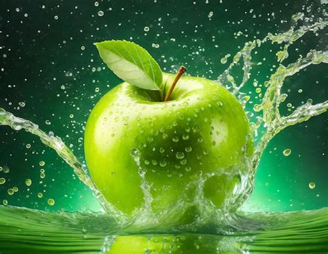 Premium Ai Image Fresh Green Apple Splash In Water