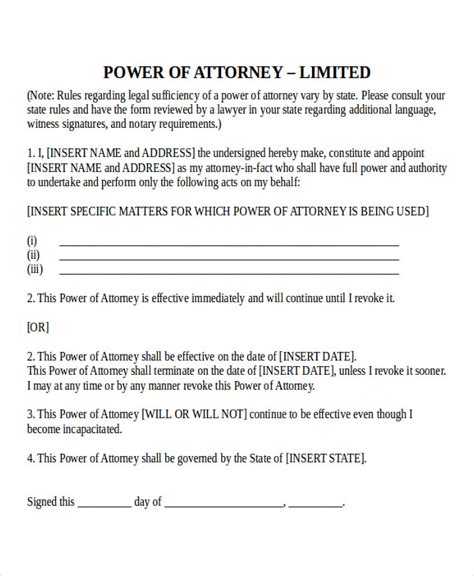 19 Power Of Attorney Templates Free Sample Example Format