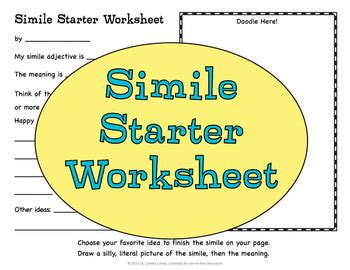The comparison shows a resemblance between unlike objects, ideas or things. Simile Starters by Loreen Leedy | Teachers Pay Teachers