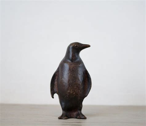 Vintage Bronze Penguin Figurine Sculpture Signed By Artist Etsy