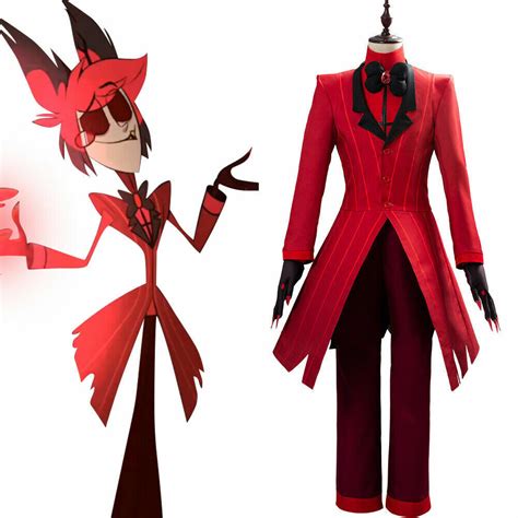 Alastor Hazbin Hotel Cosplay Red Suit Costume Halloween Outfit Boots