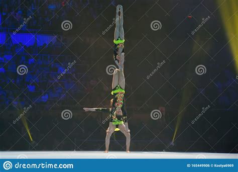 Acrobats Daria Tikhomirova Inna Yumashev And Sophia Polishchuk Editorial Photo Image Of