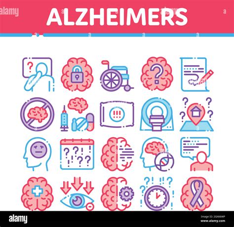 Alzheimers Disease Collection Icons Set Vector Stock Vector Image And Art