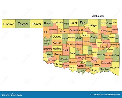 Oklahoma Counties Map Royalty Free Stock Image