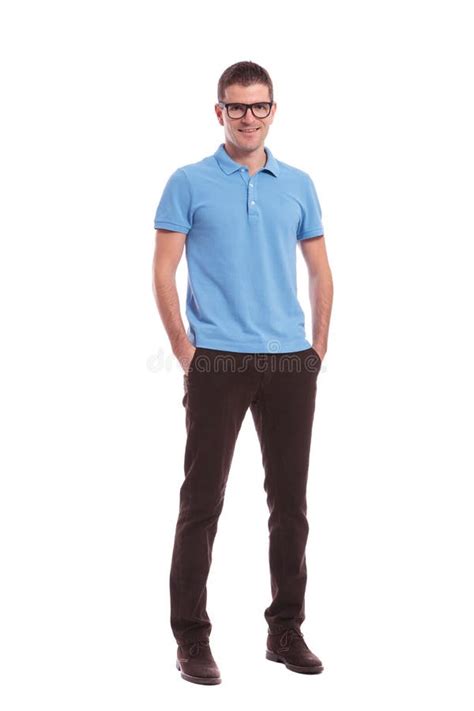 Casual Man Stands With Hands In Pockets Stock Image Image Of Blue