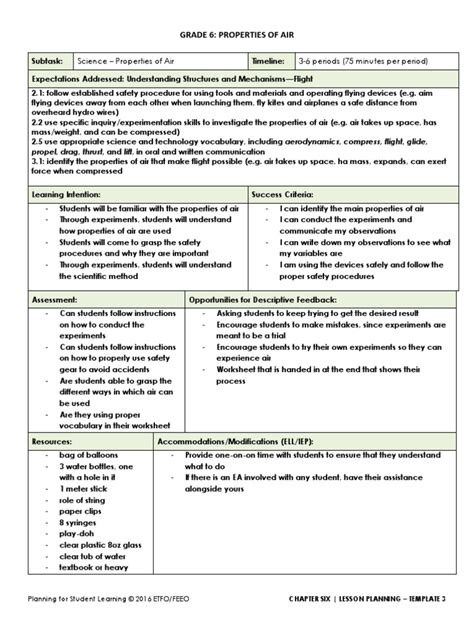 Air Properties Lesson Plan Pdf Flight Experiment