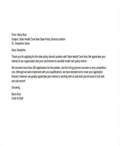 6 Email Rejection Letter Templates Free Word Pdf Doc Format Download