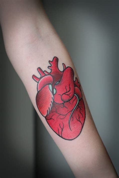 Red Heart Tattoo On The Forearm