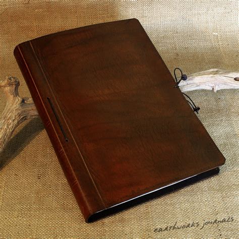 A4 Large Dark Brown Leather Journal Plain Classic Replaceable Pages