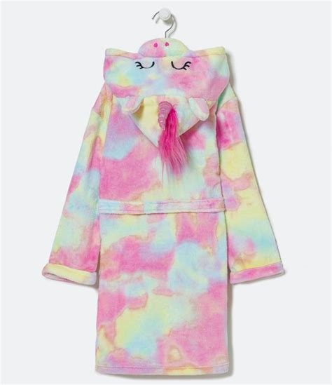 Bata De Baño Infantil En Fleece Tie Dye Con Capucha Talle Pp Al Gg