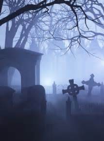 Spooky Foggy Cemetery At Night Cemetary Origin Of