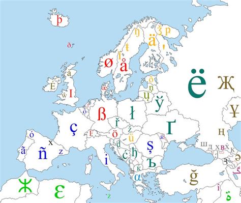 Languages Of Europe Represented With A Single Letter Map Cartography
