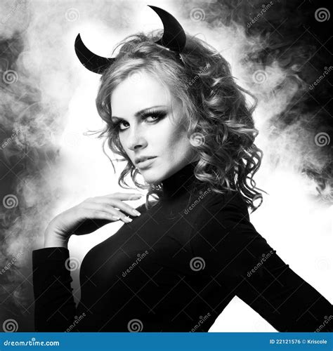 The Beautiful Young Girl A Devil Stock Photo Image Of Perfect