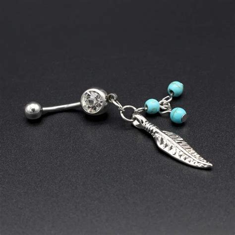 Lufang Sexy Leaf Water Drop Crystal Belly Bars Belly Button Rings Belly Piercing Flower Tassel